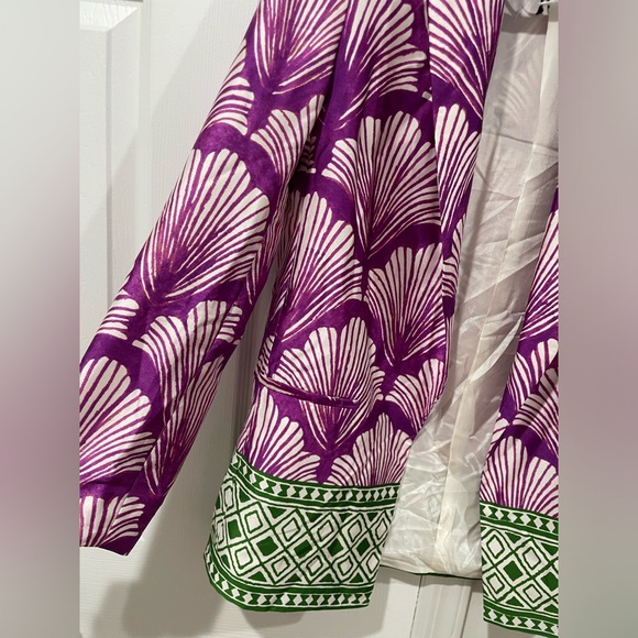 Zara Satin Effect Printed Blazer Purple Multicolor Blogger’s Favorite Size Small - Picture 9 of 16
